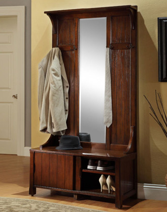 salvatore美式实木穿衣镜玄关鞋柜组合