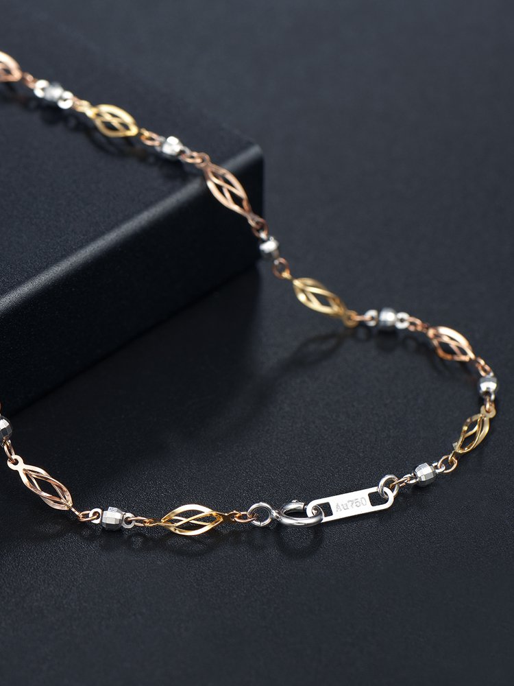 爱度18k彩金素金项链