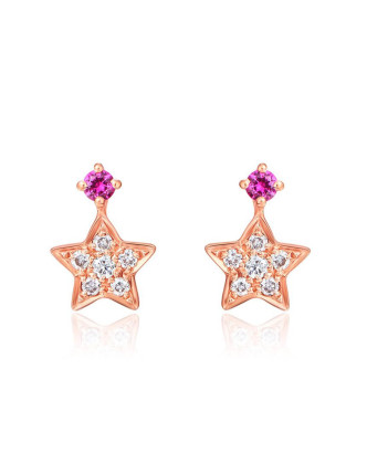 商品编码:v108847-1焕美星星18k金钻石红宝石耳钉