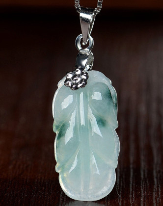 塔米娅s925银镶翡翠水润细糯冰兰花金枝玉叶吊坠