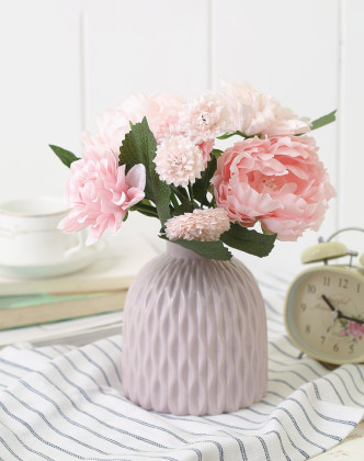 清新唯美时尚家饰紫色陶瓷花瓶1束大丽花