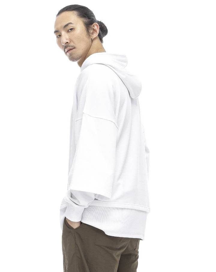 后序 假两件卫衣男长袖帽衫oversize卫衣男外套