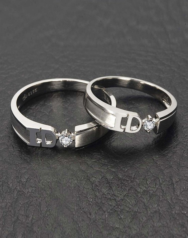 爱度18k金钻石情侣对戒女戒