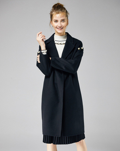 安娜蔻大衣冬装西装翻领简约纯色手工大衣女装