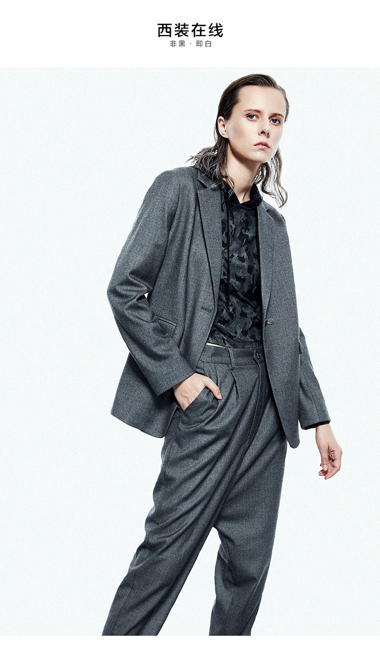 春秋简约百搭宽松舒适帅气雅痞气质ol西装外套女纯色