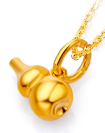 周大福 吉祥如意光身福禄葫芦足金黄金吊坠