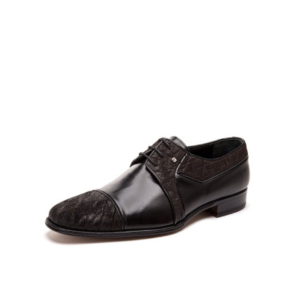 珍贵大象皮拼牛皮商务皮鞋