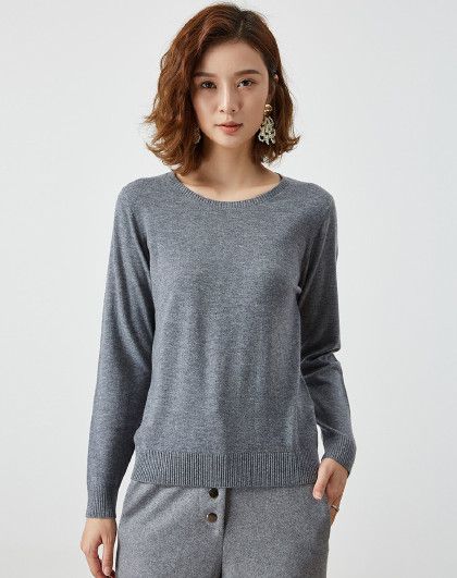 【100%羊毛】春竹秋冬保暖舒适圆领打底羊毛衫女式毛衣