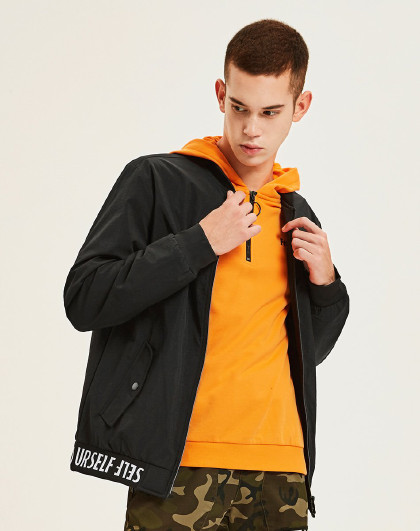 a21 以纯线上品牌 秋冬新款男装休闲夹克外套长袖夹层男士夹克