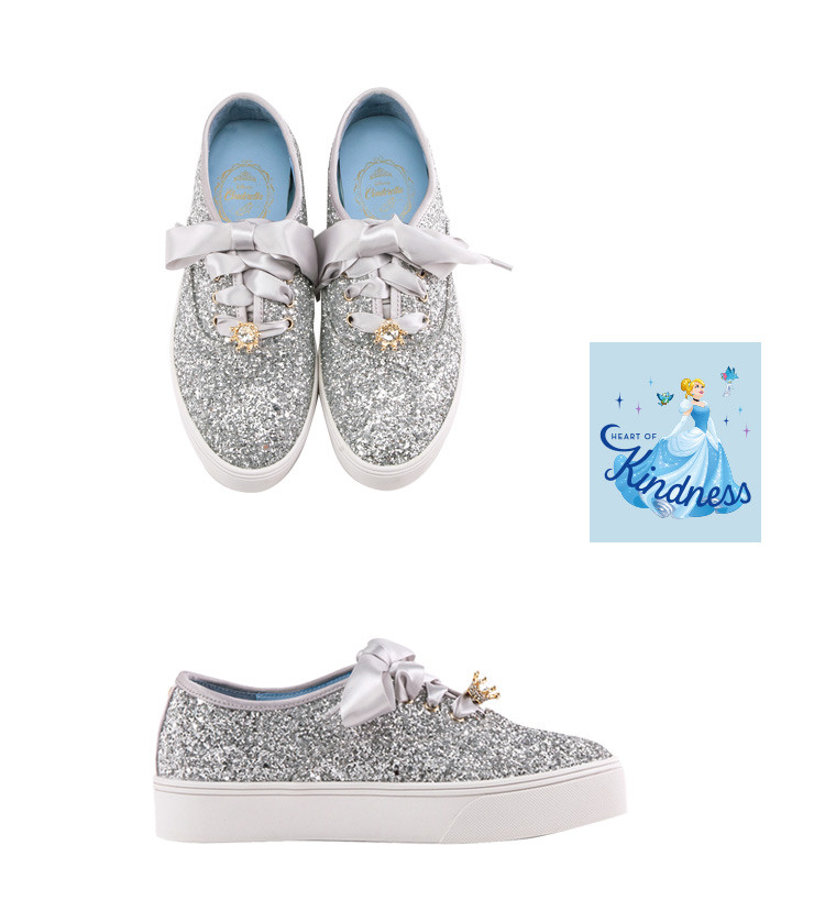 【迪士尼联名设计款】公主系列碎石料丝带女鞋女休闲鞋