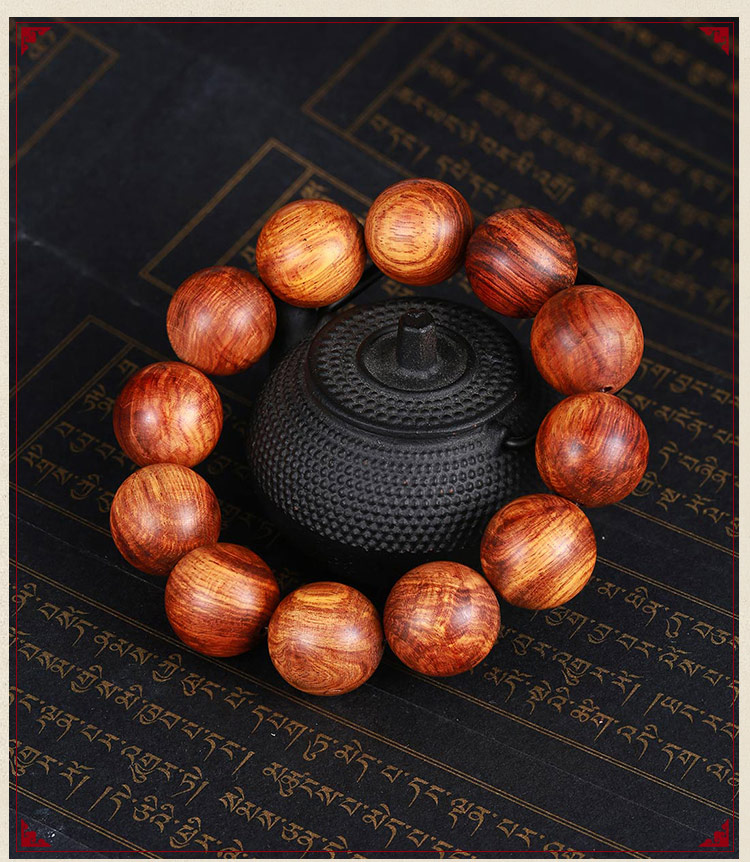 海南黄花梨水波纹20mm手串男士手链文玩手串