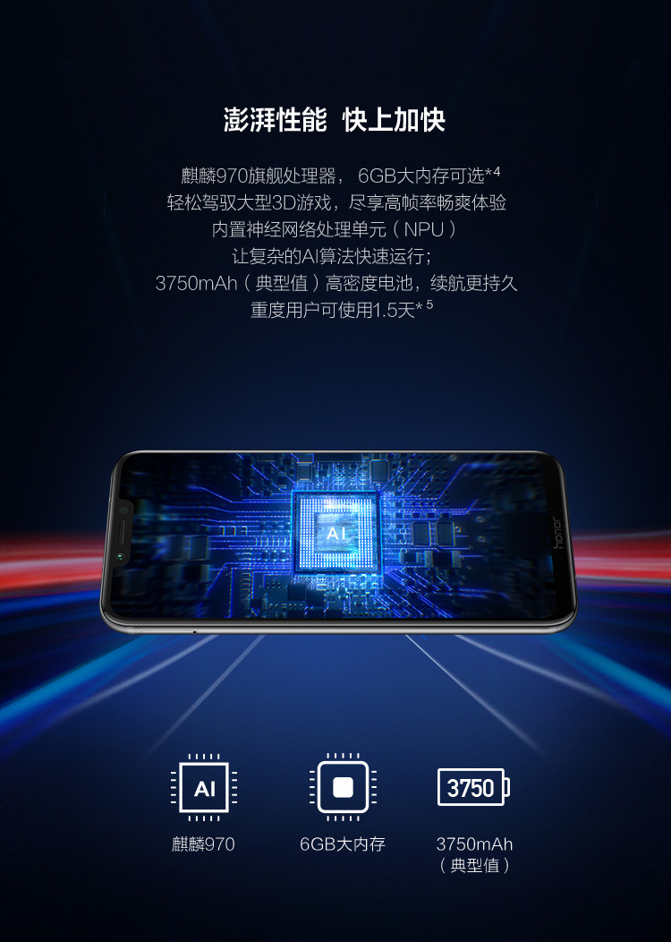 华为荣耀(honor) 荣耀play 6gb 64gb/128gb gpu turbo技术/麒麟970