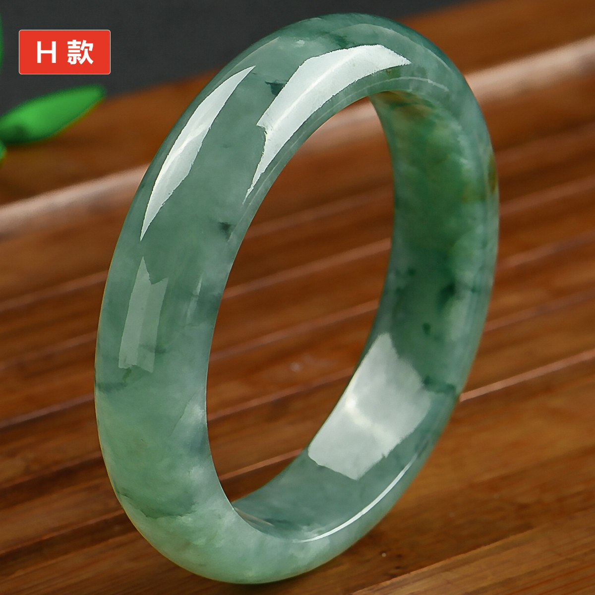 天然老坑冰糯种油青飘墨翠冰花飘花翡翠手镯玉手镯