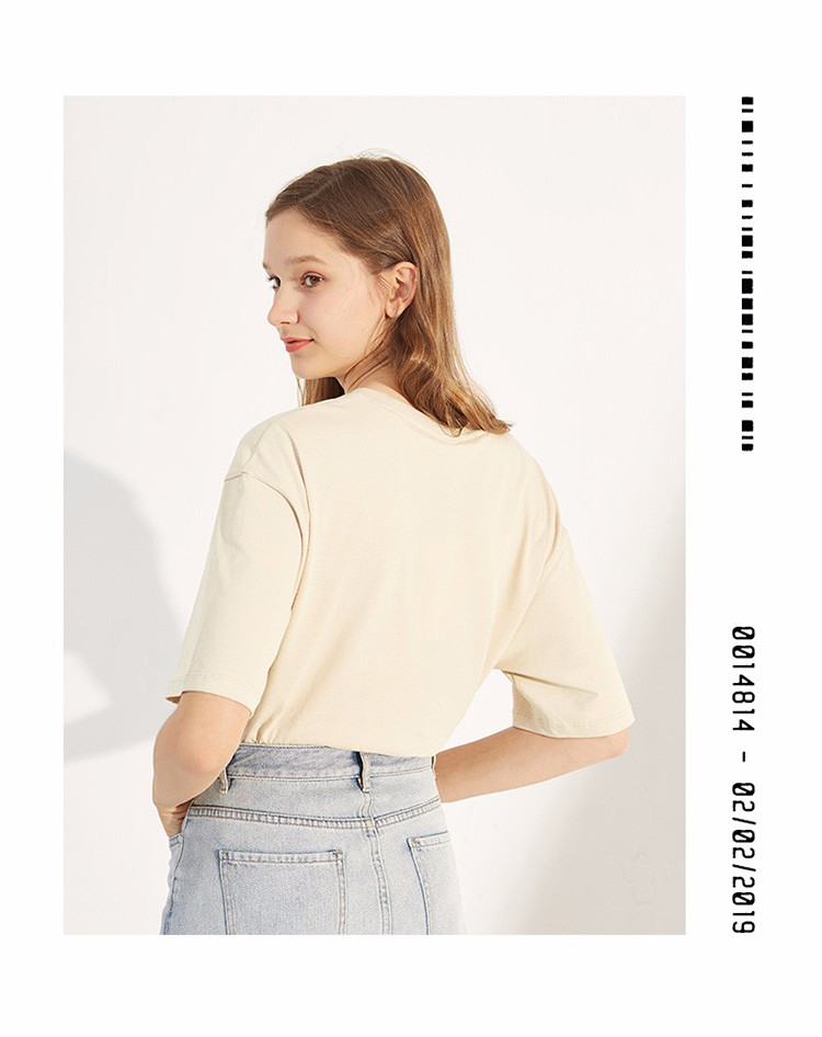 以纯线上品牌2019夏季女装t恤上衣宽松可爱印花中袖女式t恤