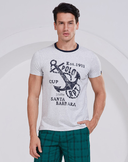 santa barbara polo& racquet club 圣大保罗休闲基本款圆领印花男款