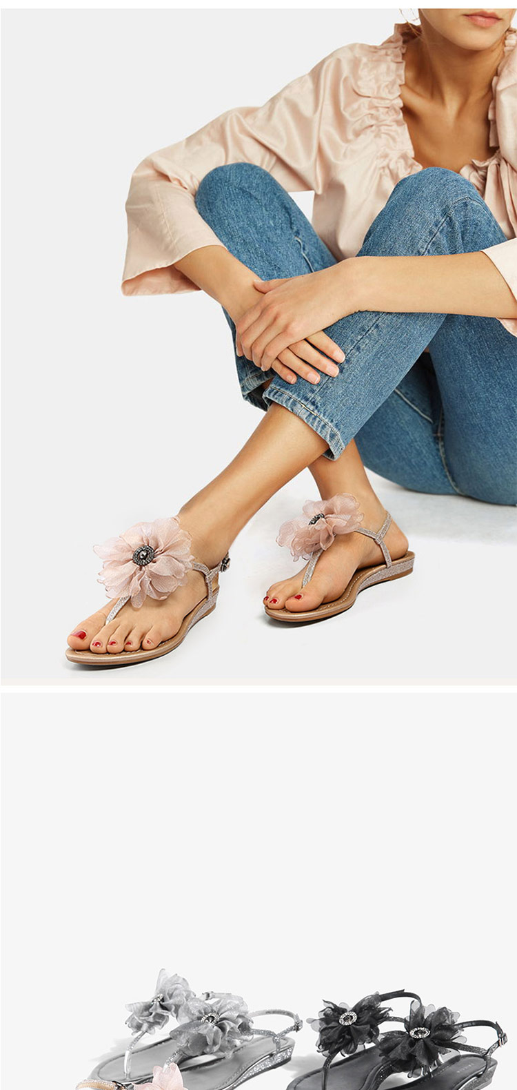 沙滩凉鞋女女凉鞋夏季女鞋平底夹趾凉鞋女软底凉鞋女