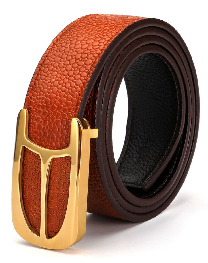 莱恩雷迪【轻奢礼盒套装银色全钢扣头头层胎牛皮】水泡纹光面男士皮带