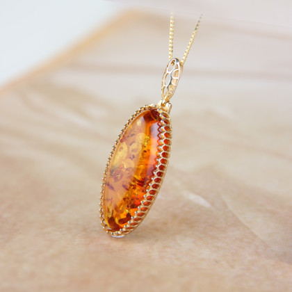 【春夏焕新】赛吉银镶天然琥珀吊坠花珀吊坠附证书 皇室系列