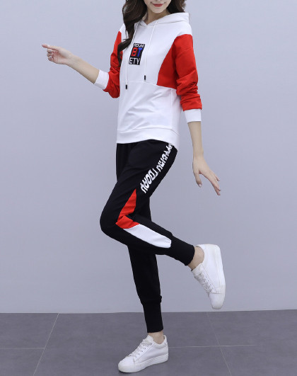 显瘦女款休闲时尚运动套装女撞色拼接女式套装td0a2tz51240_唯品会