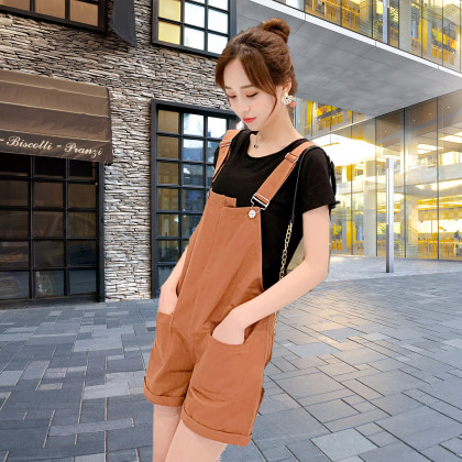 含棉背带休闲款女款连体裤