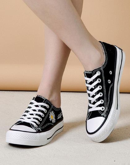 女士半拖鞋帆布鞋女士休闲鞋女鞋经典百搭板鞋女