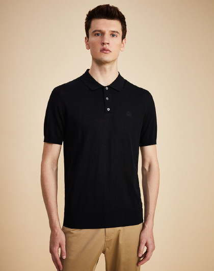 雅格狮丹天丝logo绣花男polo衫tencel      polo m