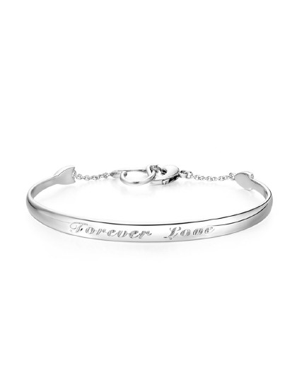 foreverlove心形925银手镯女士