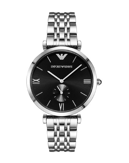 【两年保修】阿玛尼男表中性时尚银色大表盘石英腕表ar1676