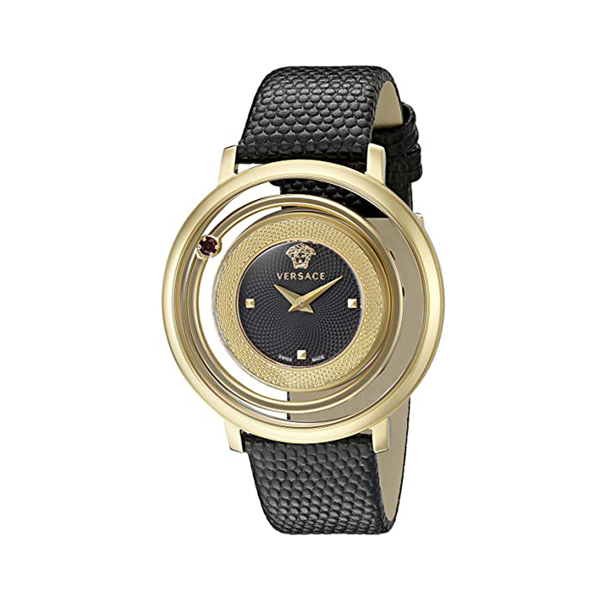 【四年保修】versace 美杜莎红宝石蛇纹皮带石英女表vqv040015