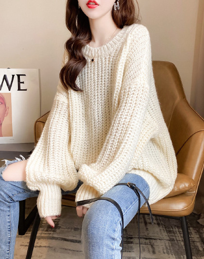 韩版2020冬装加厚宽松针织衫毛衣女式女士秋冬季打底衫内搭外穿潮