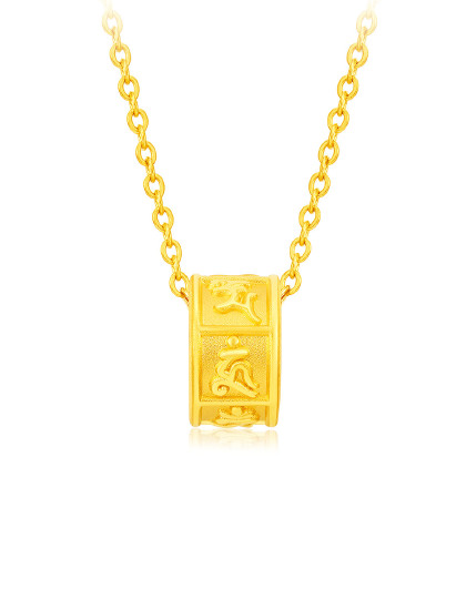 周大福 六字真言足金黄金转运珠/吊坠-r24061