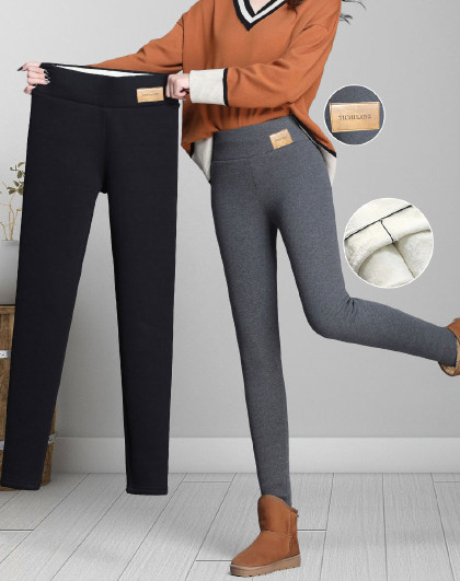 加绒加厚裤子女高腰显瘦休闲加绒裤女冬季加绒运动裤女束脚女裤