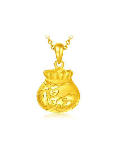 【新年礼物】周六福黄金吊坠5d硬金挂坠女福袋转运珠首饰