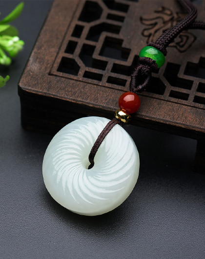 【2020新款】老庙和田玉吊坠平安扣白玉吊坠男女款玉坠