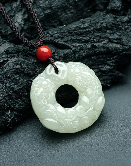 【2020新款】老庙和田玉吊坠平安扣白玉吊坠男女款玉坠
