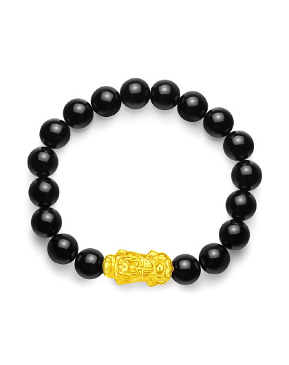 黄金手链女款麒麟转运珠手串时来运转tt