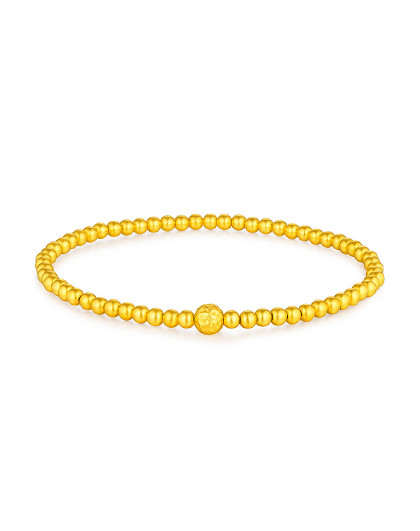 锤纹金珠黄金足金手链计价