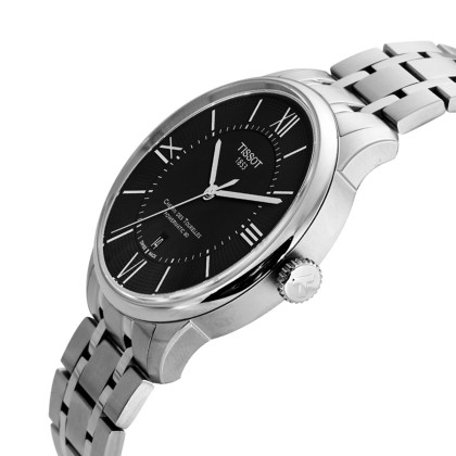 天梭杜鲁尔系列日期显示钢带机械情侣表情侣对表