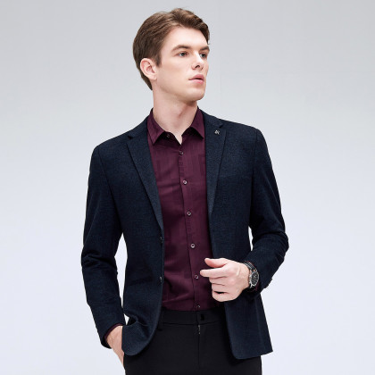 保罗贵族系列新款针织商务休闲西服外套两粒单排扣西装外套男