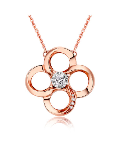 18k金项链复古几何双环钻石套链