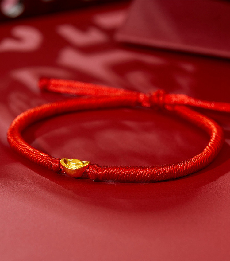 足金999元宝转运珠黄金手链3d硬金福气满满手工编织手绳手串