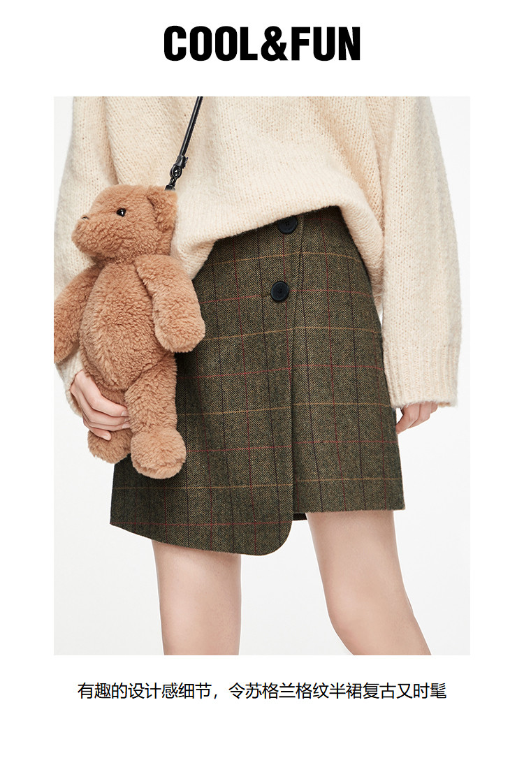 校园风格苏格兰格纹半身裙女装