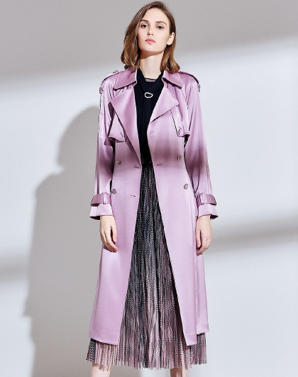 慕诗 副线女式气质通勤系带短袖风衣款时尚外套女