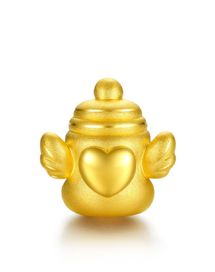 黄金转运珠天使爱心奶瓶宝宝黄金手链ga173807