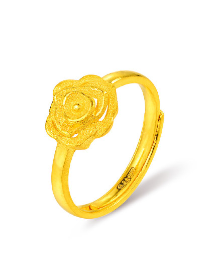 黄金戒指足金戒指镂空玫瑰花戒指时尚黄金戒指黄金首饰精品