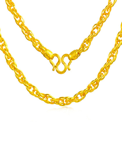 足金项链绳索链龙须链黄金项链大气项链