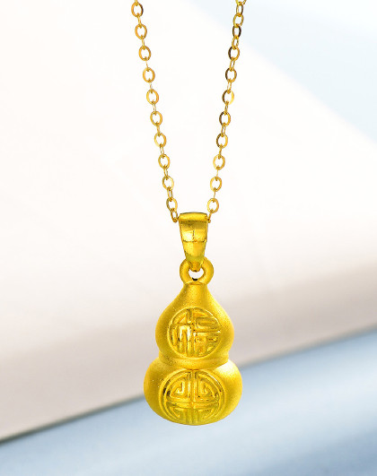 黄金吊坠金钱葫芦吊坠福字足金吊坠(不含链)
