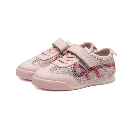 沙驰童鞋女童时尚甜美钻面舒适阿甘鞋运动鞋