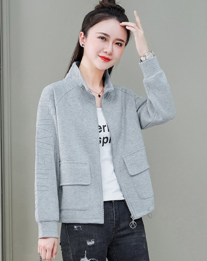 外套女针织上衣运动百搭舒适外套立领外套