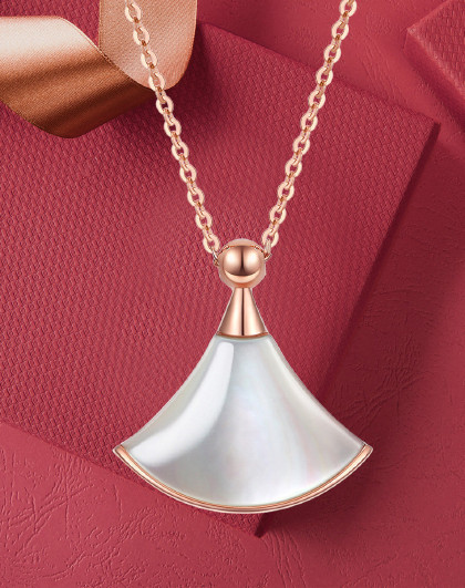 【小心意】许凯同款18k金白母贝钻石项链玫瑰金项链k金项链